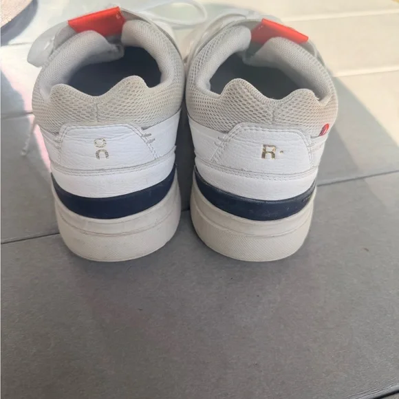 On Running White and Orange Sneakers - Picture 3 of 5